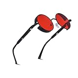 besbomig Sonnenbrille Damen Herren - Retro Rund Steampunk Brille...