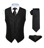 HISDERN Anzugweste für Herren Schwarz Hochzeit Weste und...