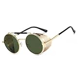 besbomig Retro Rund Steampunk Sonnenbrille für Damen Herren...