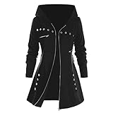 2024 Kapuzenpullover Damen Gothic Punk Schwarz Strickjacke Hoodie...