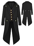 SEAUR Jungen Gothic Frack Jacke Schwarz Steampunk Mantel...