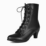 COOLCEPT Damen Vintage Viktorianisch Stiefel Schnüren Ankle...