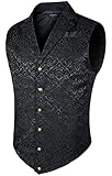 HISDERN Herren Paisley Formelle Weste Schwarz Bedruckt Gothic...