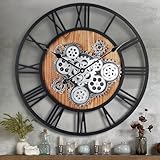 Lafocuse 57cm Vintage Wanduhr Große mit Beweglichen Zahnrädern,...