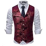 Allthemen Weste Herren Westen Gilet Jacquard Anzugweste für...