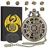 Mini DND Würfelset mit Steampunk Hohlzahnrad Taschenuhr...
